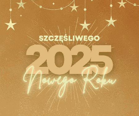 Złotka kartka szczęśliwego nowego roku 2025